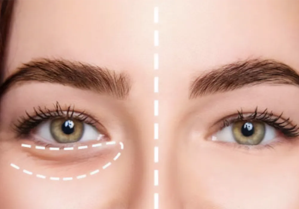 Removing dimples and dark circles under the eyes with filler injections